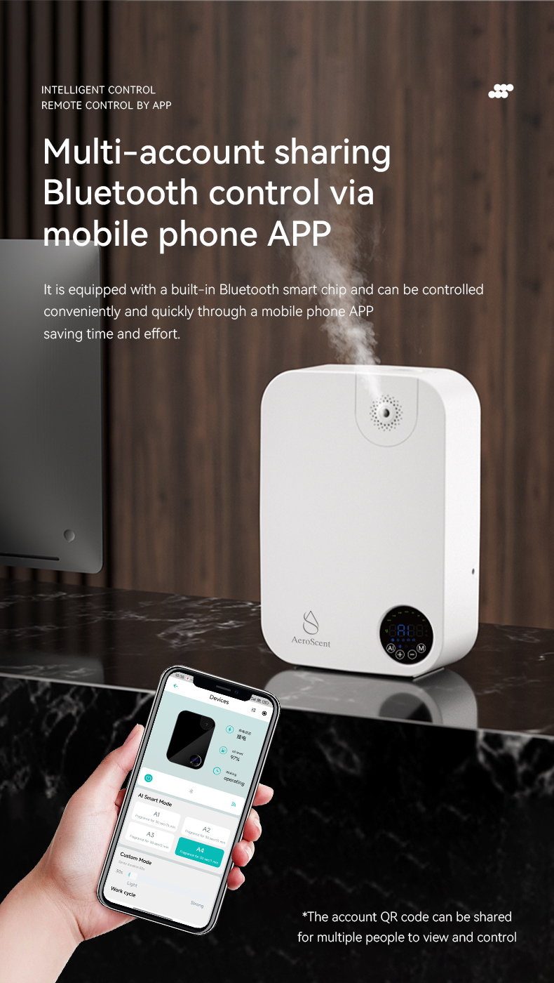 AeroScent Smart Diffuser Machine Function Panel Display