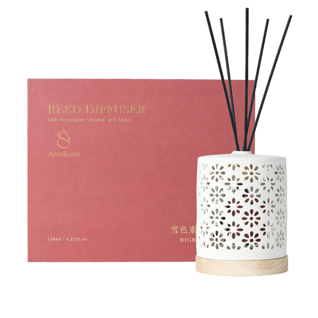 Aero Scent White Ceramic Essential Oil Diffuser with Color Lights – Red Gift Box Set, Quiet Ultrasonic Aromatherapy for Home & Office