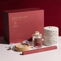 Aero Scent White Ceramic Essential Oil Diffuser with Color Lights – Red Gift Box Set, Quiet Ultrasonic Aromatherapy for Home & Office
