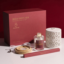 Aero Scent White Ceramic Essential Oil Diffuser with Color Lights – Red Gift Box Set, Quiet Ultrasonic Aromatherapy for Home & Office