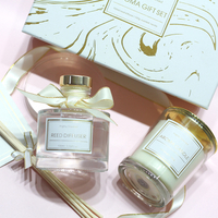 New Stylish Glass Bottle 100ml Reed Diffuser and 100g Scented Candle Gift Set