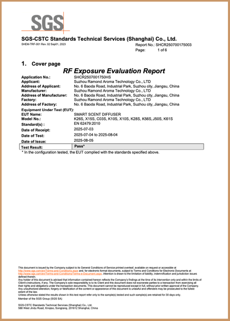 Aroma Diffuser Quality Certificates