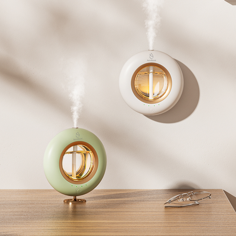 Essential oil diffuser with light in a modern home environment