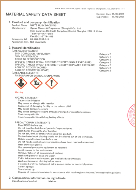 Aroma Diffuser Testing Certificates